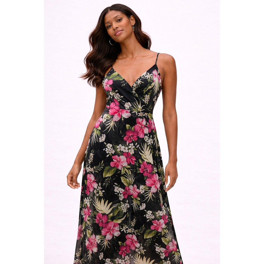 Fashion Nova- Black Floral A-Line Dress Size S